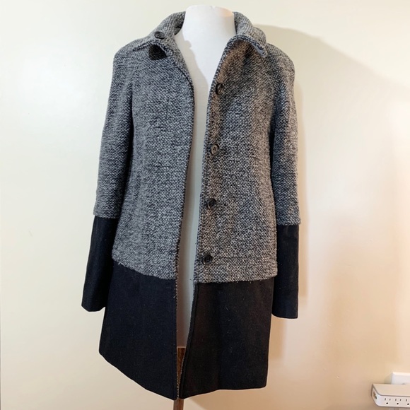 NINE WEST wool color block COAT - Picture 1 of 6